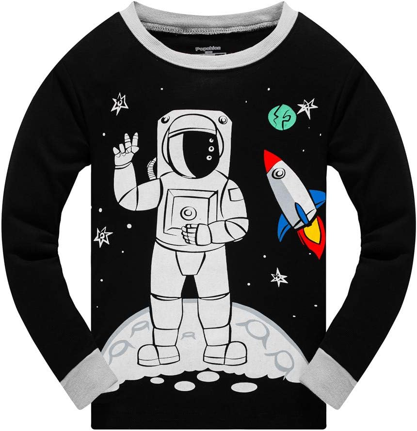 Little Boys Pajamas for Toddler Clothes Set Planet Train Sleepwear Long Sleeve 100% Cotton 2 Piece Kids Pjs Size 1-10 Years - Image 2