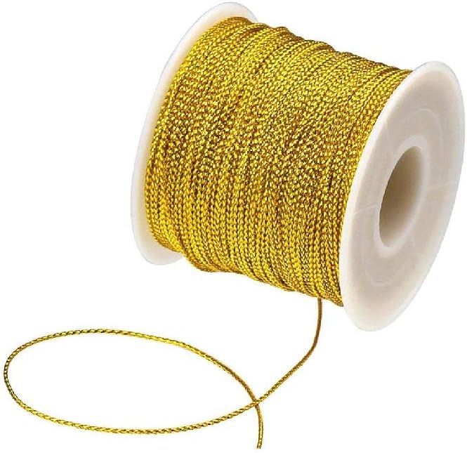 Amazon.com: Gold Thread Metallic Tinsel String Cord 1mm Non Stretch ...