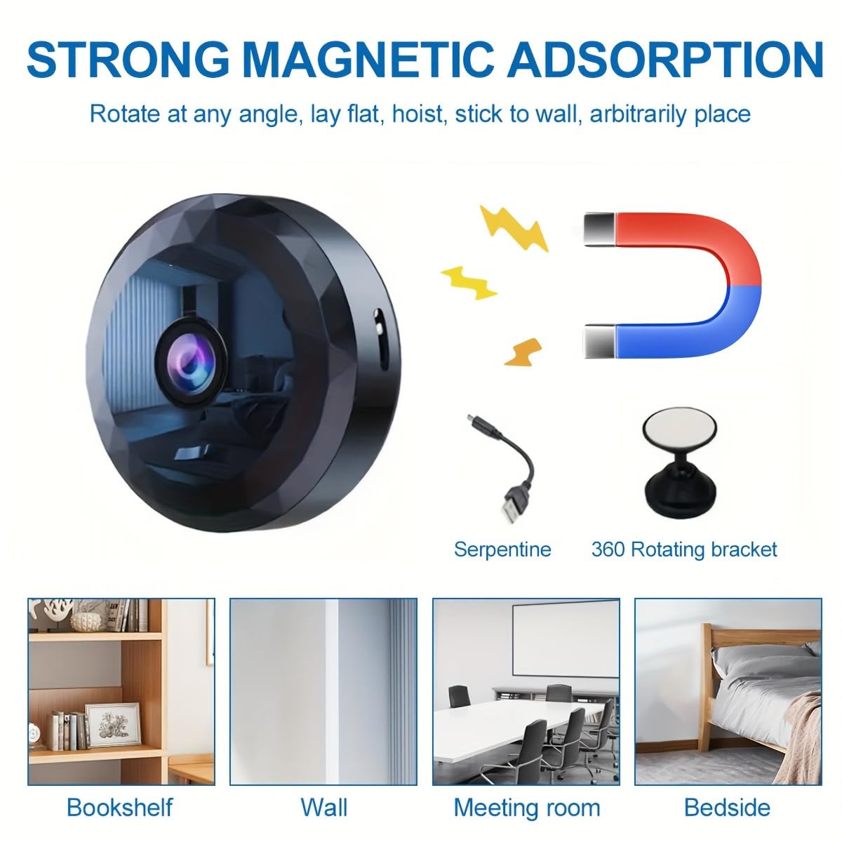 WiFi Caméra,1080P HD Caméra de Surveillance Interieur/Extérieur sans Fil avec Audio et Vidéo, avec Enregistrement Longue Batteries, pour l'extérieur/intérieur