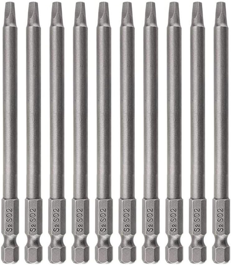 Saipor 10pcs SQ2 100mm Square Drill Bit Set Hex Shank Square