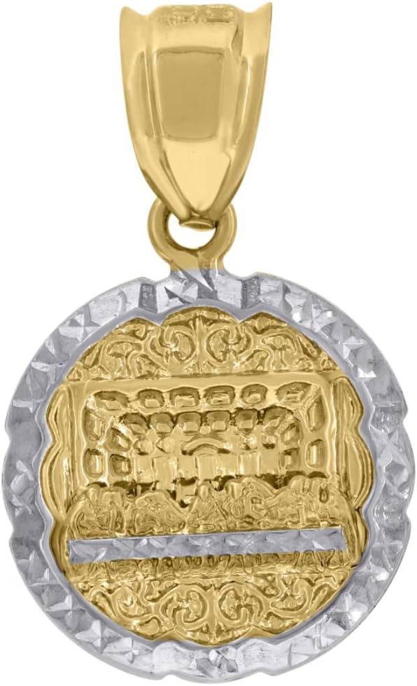 Diamond2Deal 10k Two-Tone Gold Religious Last Supper Medal Pendantlion Charm Pendant