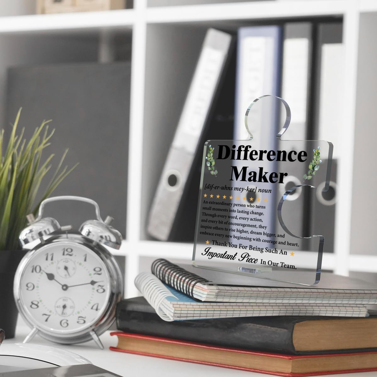 Difference Maker Gift Employees Staff Appreciation Gifts Thank You Gift for Work Team Employees Coworkers Staff Acrylic Puzzle Piece Plaque Sign Office Desk Decor - Image 4