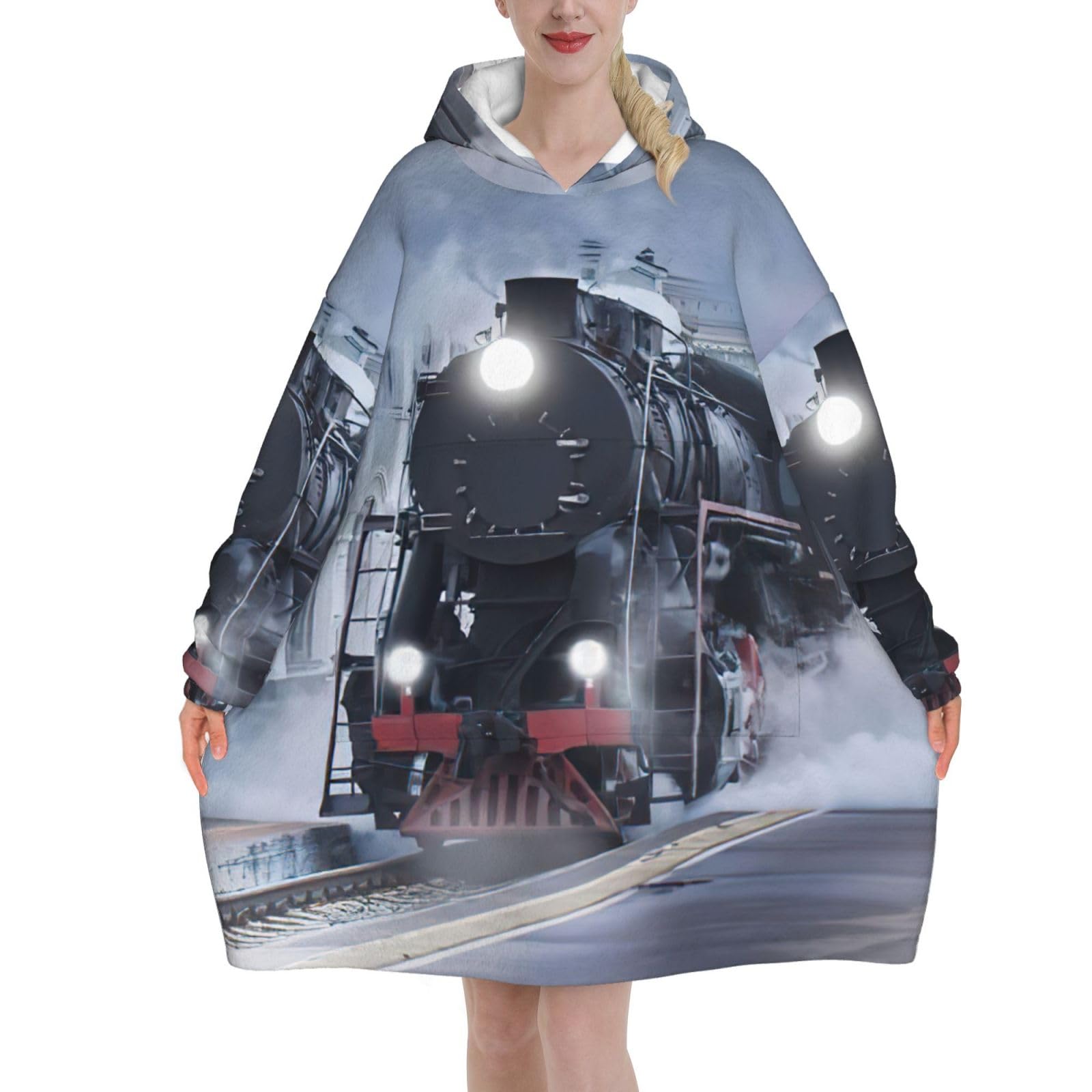 Couverture à capuche train coucher de soleil, le cadeau idéal pour femme - 8