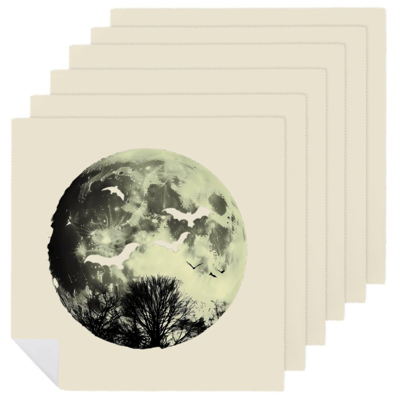 Servilletas de tela de luna llena y murciélagos, juego de mesa cuadrado y suave para cocina