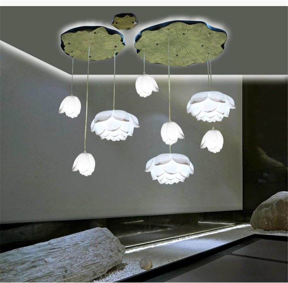 Współczesna lampa wisząca Lotus Chińska kreatywność retro Salon Restauracja Sypialnia Willa Hotel SchodyTearoom Bar Dekoracja LED Żyrandol (Białe 8 świateł)
