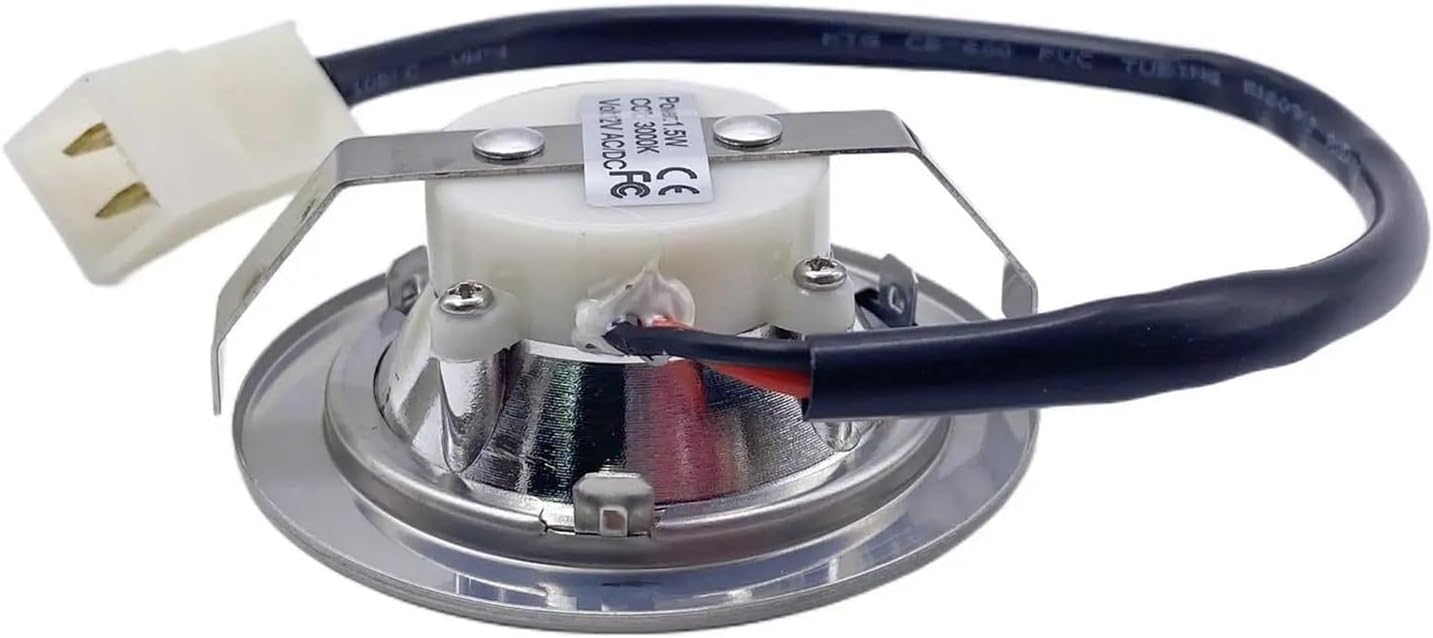 2-Piece AC DC 12V 1.5W Stove Hood Smoke Vent Light For 60mm 2.4inch Hole With DJ612 Connector Cooker Range Hood Light，Uniform Lighting(Warm White 3000K)