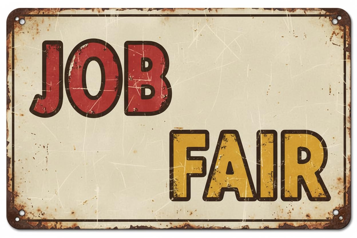 Wall Decor Job Fair | Full Color Sidewalk Display Sign Board With Metal Ground Stakes 8x12Inch Vintage Signs Aluminum Plates Printed