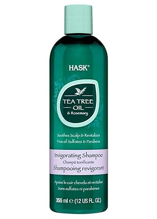Hask Tea Tree Oil & Rosemary Anti Dandruff Shampoo 355ml For Dry Itchy Scalp