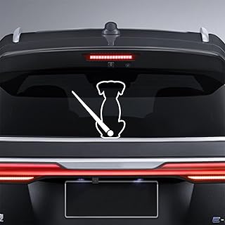 Dreothy Cartoon Dog Moving Tail Wiper Stickers,Car Rear Windshield Wiper Decals Animal Dog Vinyl Car Stickers and Decals Car Styling Window Wiper Decals Tags for Rear Vehicle Wipers (Reflective White)
