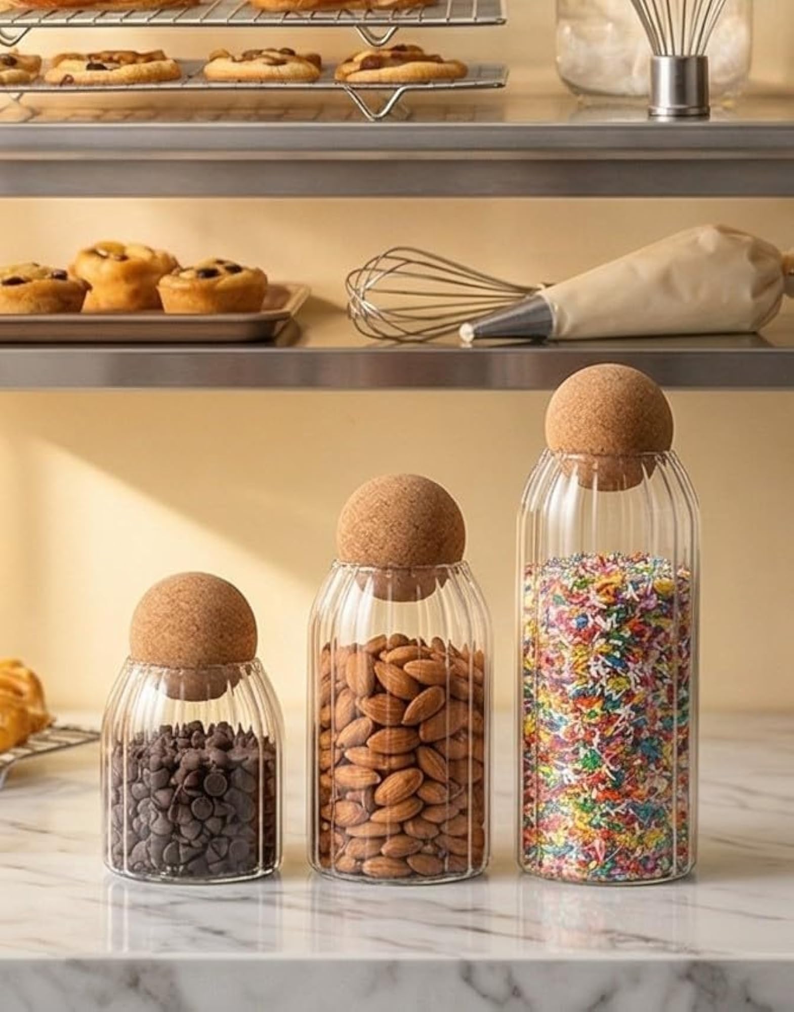 Glass Storage Container Jar with Round Ball Cork