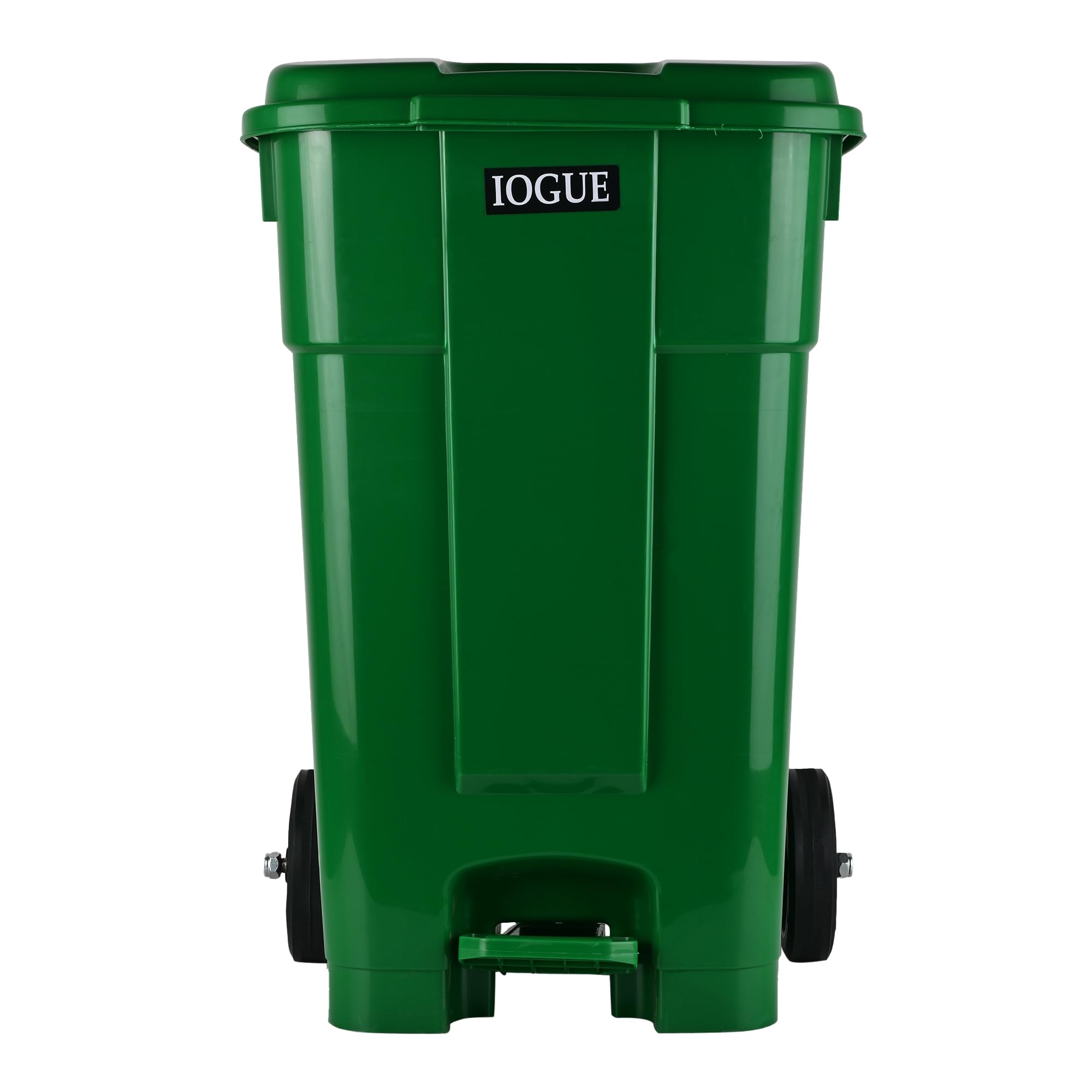 60 Liter Heavy Duty Wheel Pedal Dustbin, Biohazard Design, Black, Plastic, Cylindrical, Glossy Finish, (GREEN)-image-3