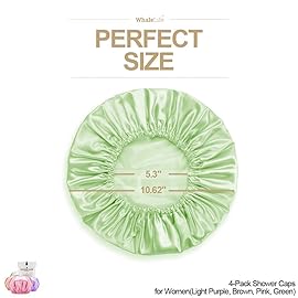 Shower Cap for Women Reusable Extra Large Shower Caps for Men Satin Double Layer EVA Waterproof Long Hair Caps(Light Purple, Brown, Pink, Green 4 Pack)