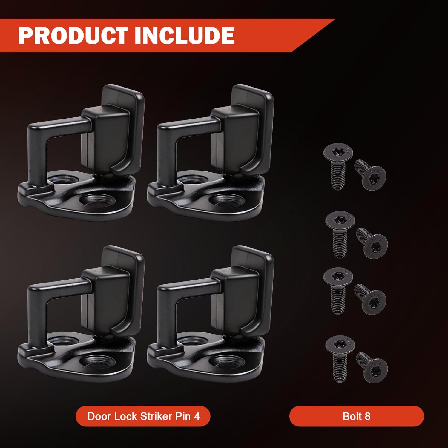 4PCS Door Lock Striker Pin w/Bolt Compatible with Ford F150 F250 F350 1999-2016 for Single Cab or Crew Cab, Latch Mechani Replace 9L3Z-1522008-A Striker Door Locking