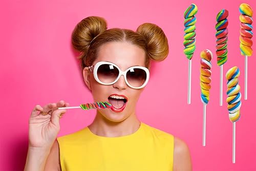 Miniatura 7 de The Dreidel Company Paleta Rainbow Twist, sabor a fruta mixta, envuelta individualmente, ventosa de 3 pulgadas (paquete de 24)