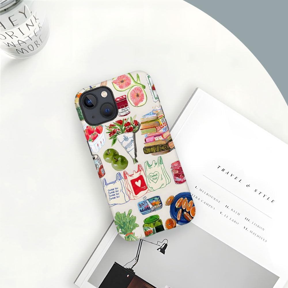 Compatible with iPhone 13,Durable & Shockproof Phone Case Cover Design - Summer Vegetable Book Collage - Image 6