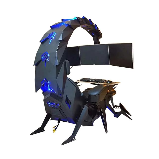 JBNCRYGD Family Deluxe Racing Executive Office Cockpit Gaming Station Video Gaming Chair Computer Table and Chair High-Back Swivel