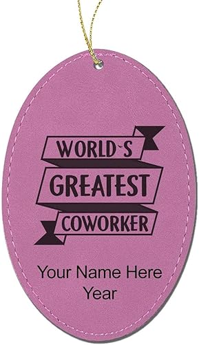 Miniatura 6 de LaserGram Personalized Christmas Ornament, World's Greatest Coworker, Faux Leather, Custom Laser Engraved Gift Idea (Oval Shape, Rustic)