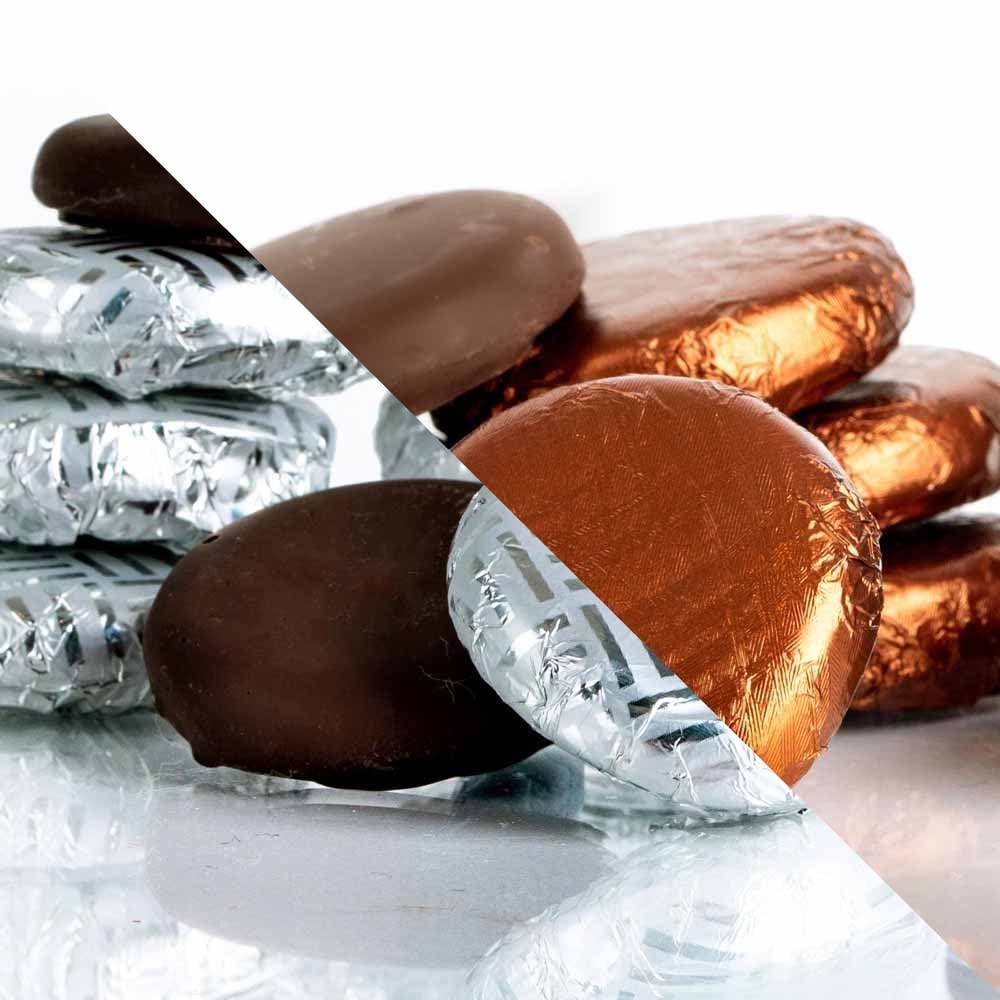 Whitakers Dark Chocolate Creams - Brown & Silver Foiled Fondant Cremes (Coffee & Mint, 800g)