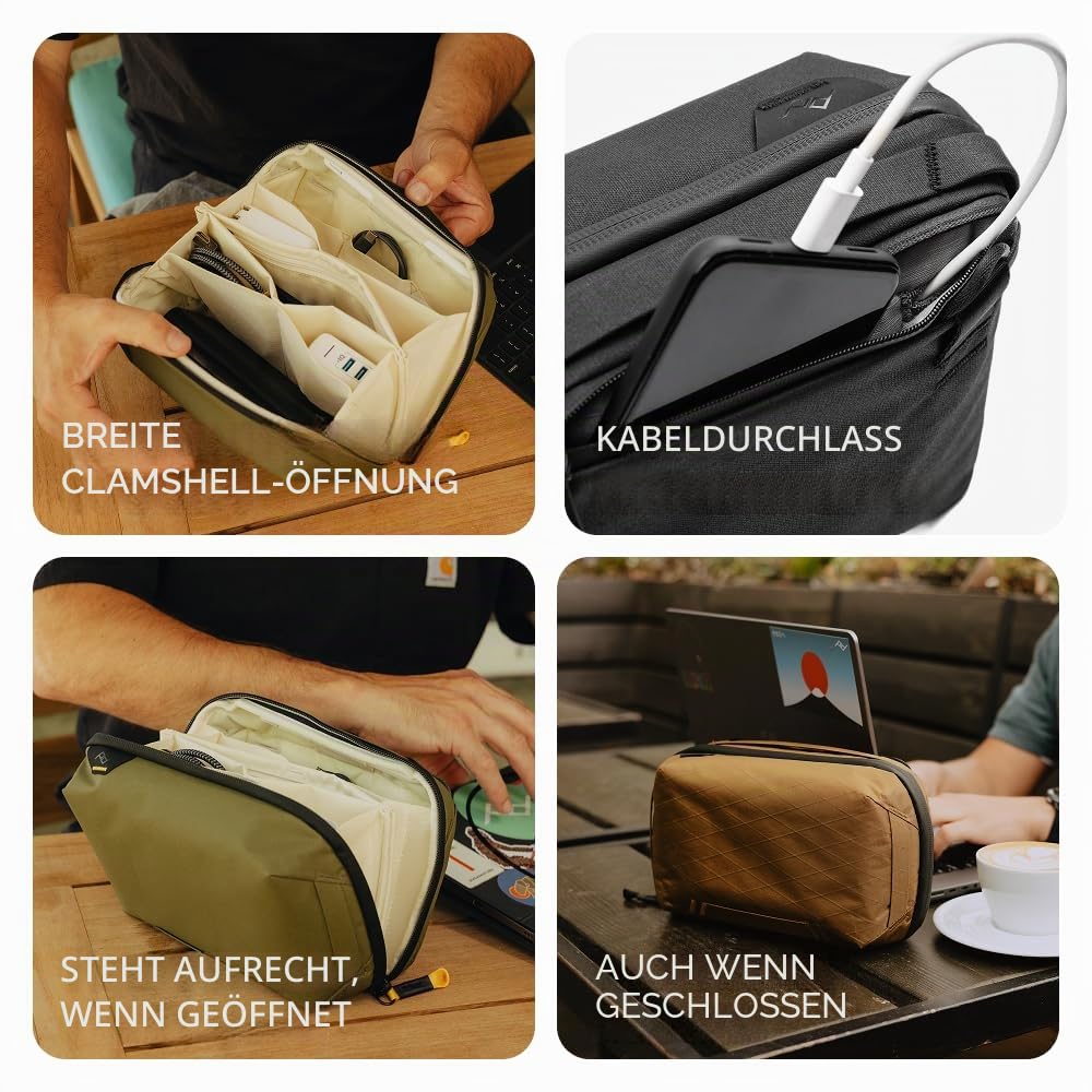 Peak Design Tech Pouch, Eclipse, Elektronik-Organizer für Reisen oder den Alltag, Origami-Stil, Kabeldurchführung, wetterfestes recyceltes Nylon, Ausrüstungstasche für Damen und Herren