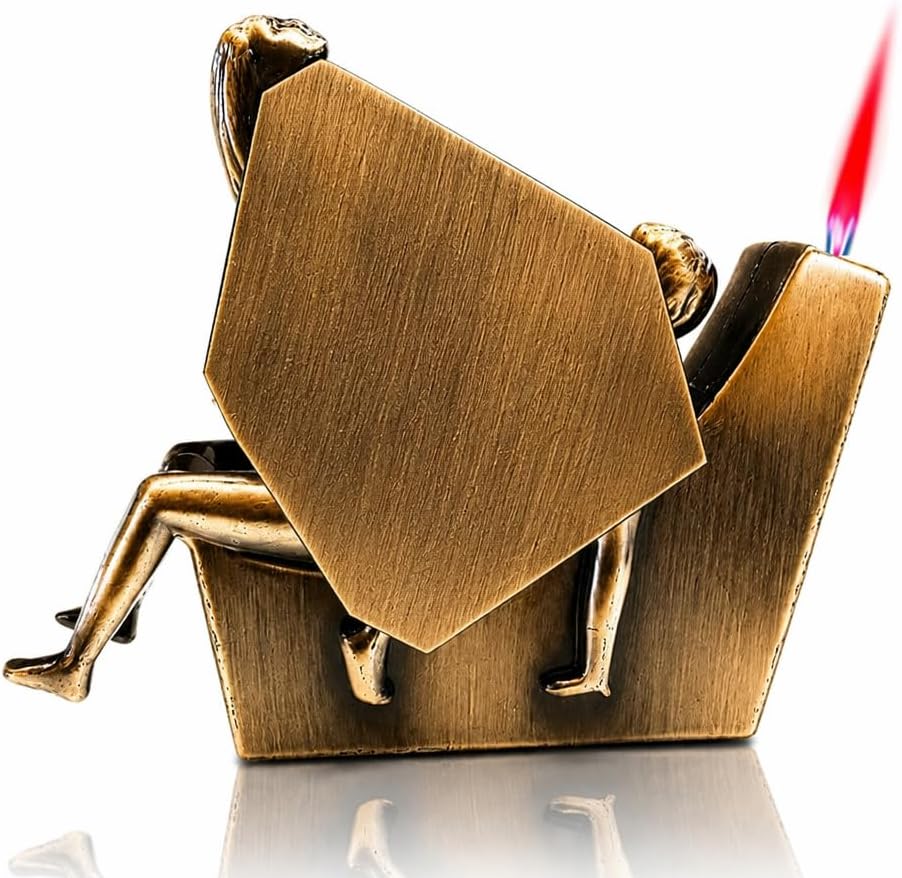 Cool Torch Lighter, Copper Finish, Artistic Figurine Design, Novelty Sculpture Windproof Lighters, Refillable Butane Lighters,Candle, Jet Torch Flame Adjustable (Butane Not Included) (1A)