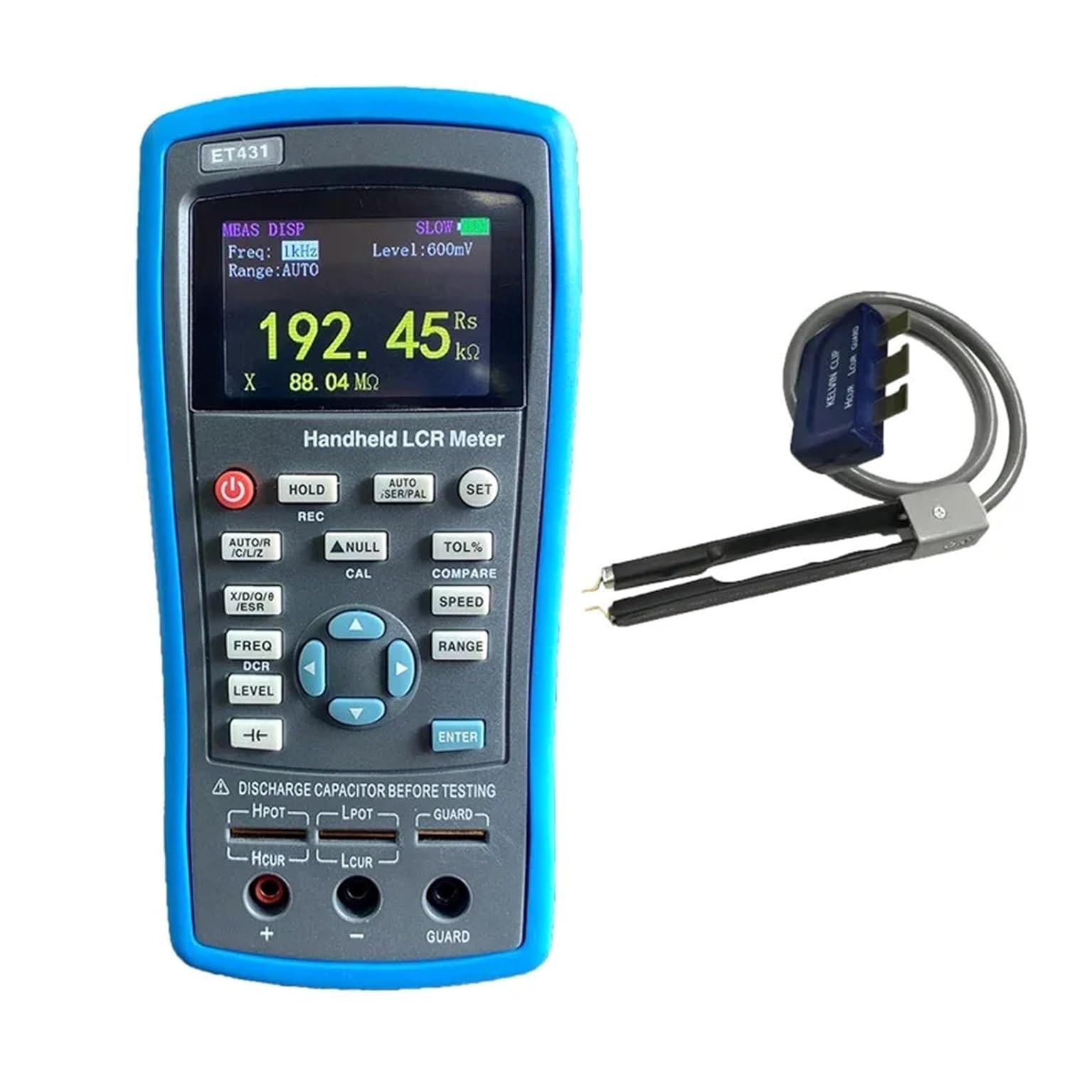 LCR Meter, ET431 Handheld Digital Brid High Precision Inductance Capacitance Resistance Meter LCR Color Screen Multifunction DCR Function,Digital Bridge(with SMD Clips)