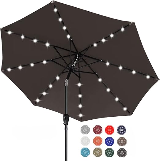 ABCCANOPY 11FT Patio Umbrella Ourdoor Solar Umbrella LED Umbrellas with