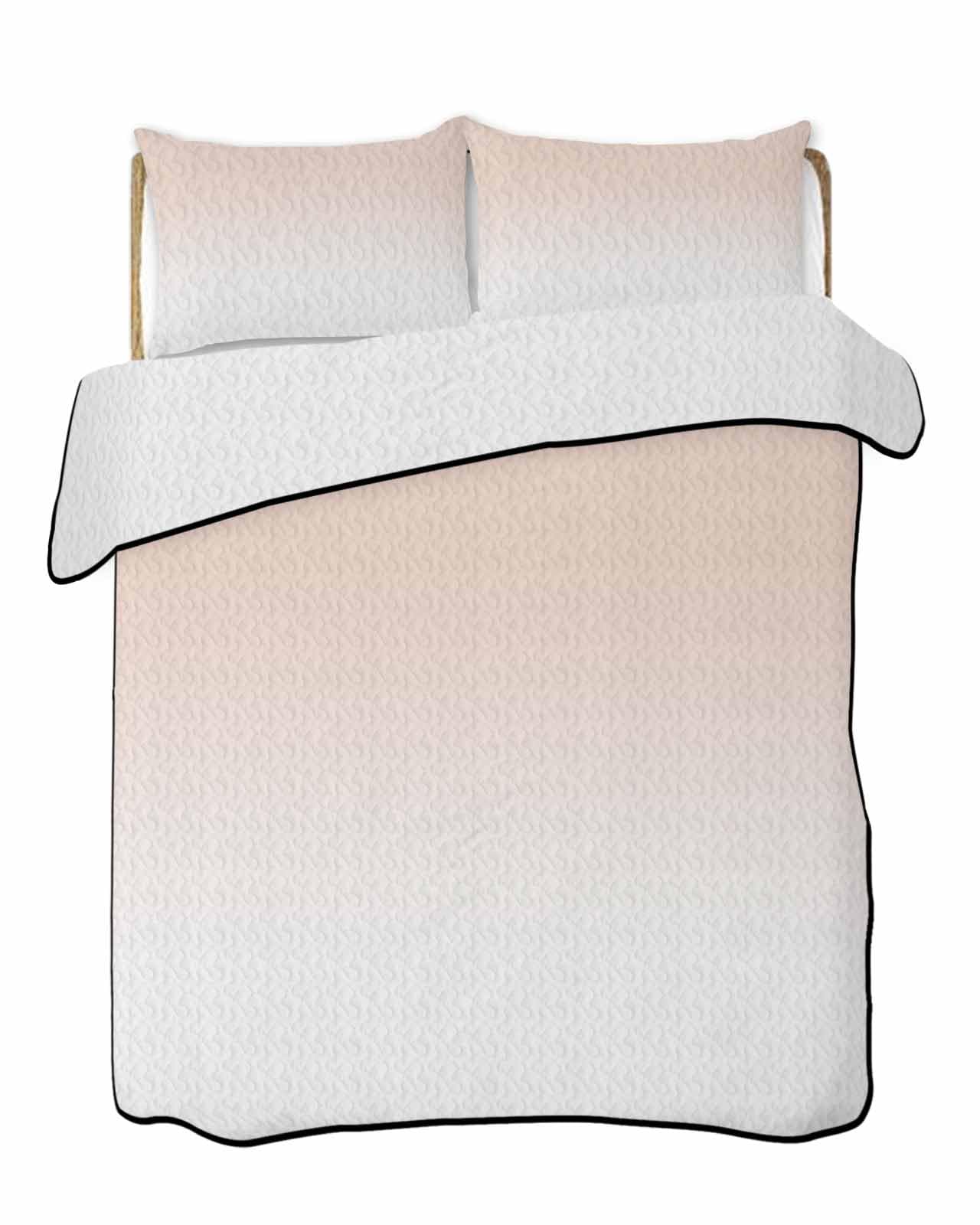 LOT BASIC 3-Piece Summer Quilt Full Size, Ombre Pink White Lightweight Cooling Bedding Comforter Blanket with 2 Pillow Shams, Art Painting Bedspreads Quilted Coverlet Sets 78