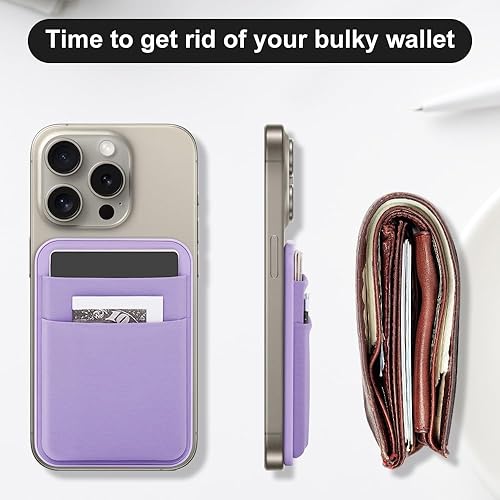 Miniatura 2 de WALLFID Magsafe - Cartera compatible con iPhone 15141312 ProMaxPlusMini, funda para tarjetas de crédito RFID con capacidad para 5 tarjetas. (rosa)