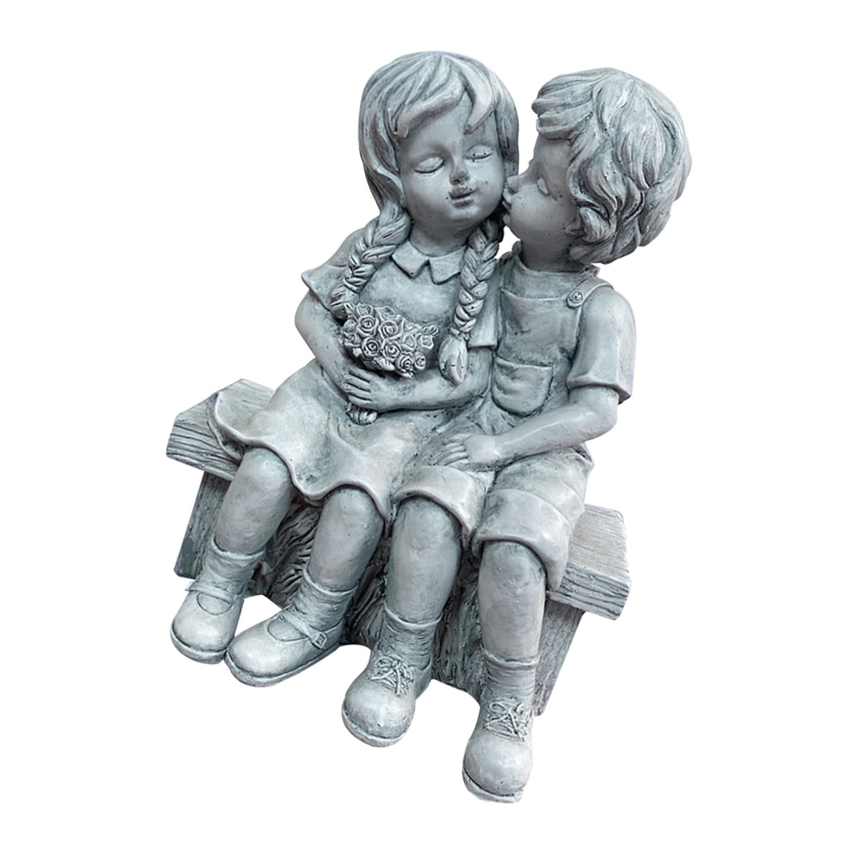Sculpture en résine garçon et fille pour aménagement jardin extérieur et terrasse