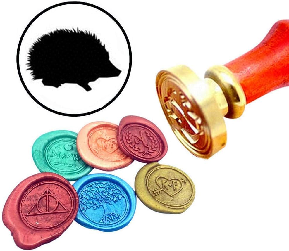 Kooer Hedgehog Wax Seal Stamp Custom Hedgehog Sealing Wax Stamp Kit Hedgehog Wax Stamp Kit Personalized Wedding Anniversary Invitation Seal Stamp (Seal with Handle)