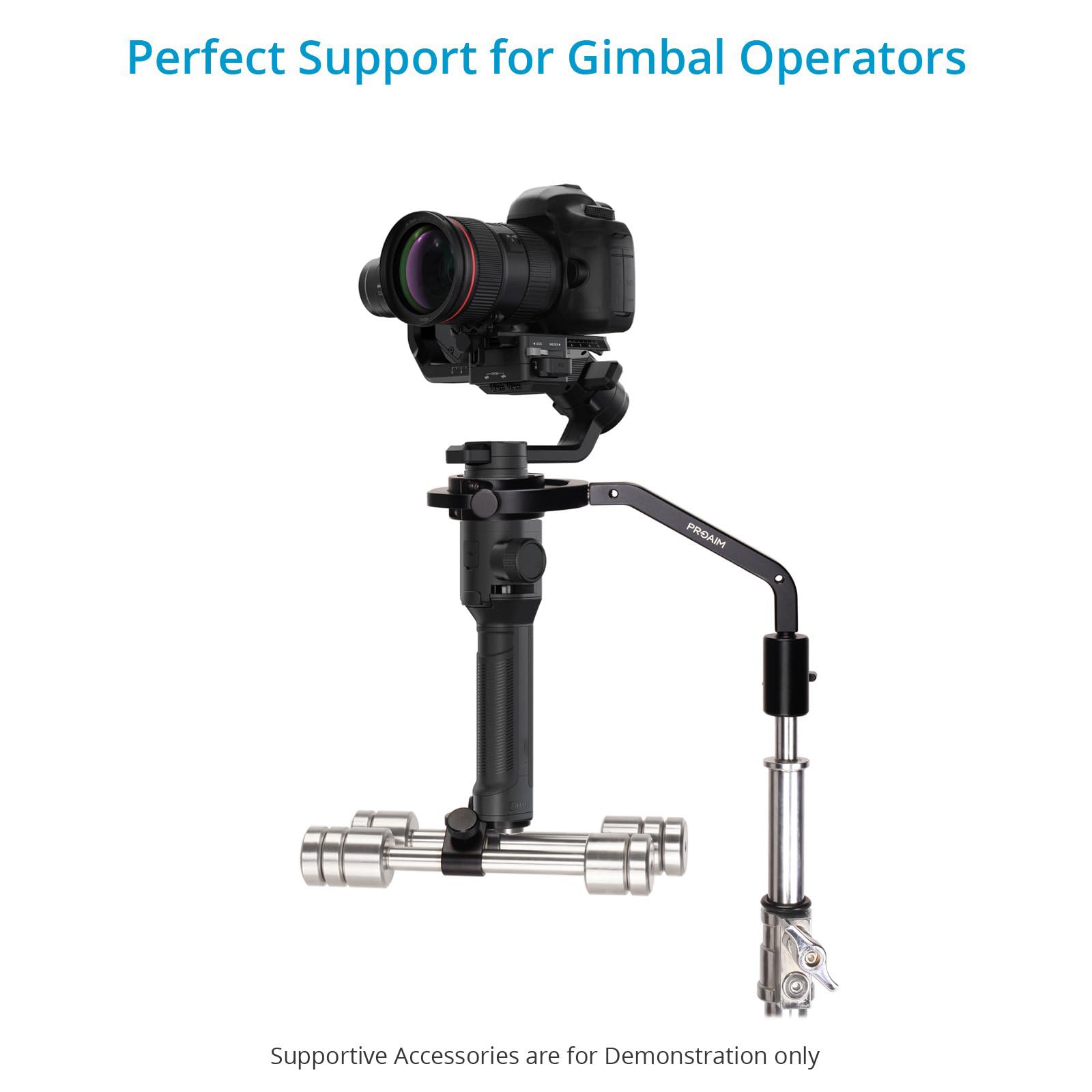 PROAIM Brace Mount Gimbala do DJ-RN-S i CRANE-2 z Ramieniem Kamizelki/Stabilizatora. Do Kamizelki/Ramię z Montażem na Pin 16 mm. 10 Przeciwciężarów z Prętami LWS 15 mm (P-GMBC-01)