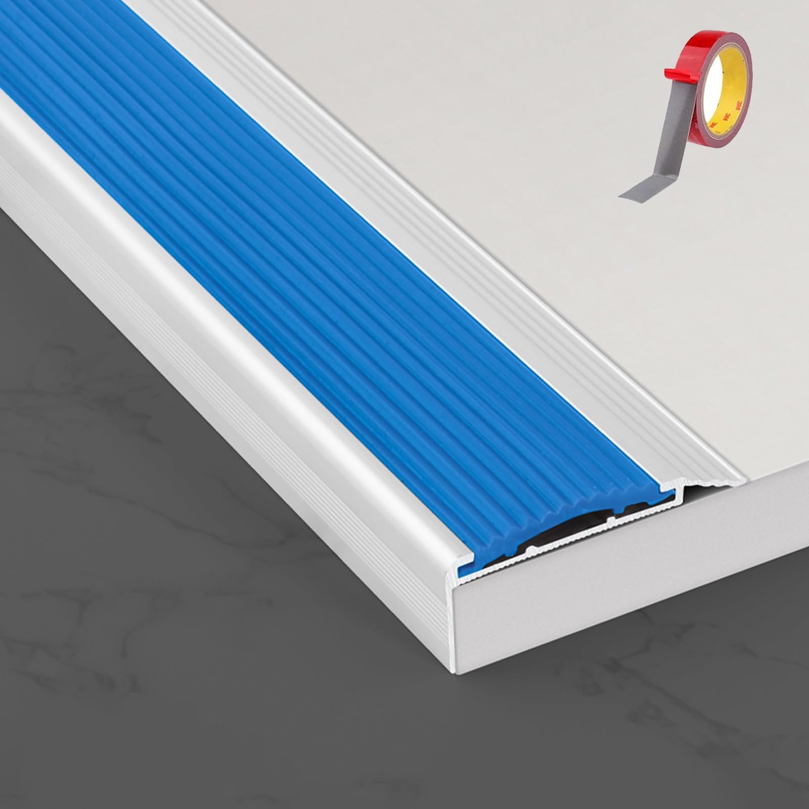 Perfil De Borde De La Escalera En Forma De L, Escalera Laminada, Tiras Antideslizantes para Peldaños, Perfil De Borde De Escalón para Parqué Y Laminado, Aluminio Anodizado(Blue,1mx2.1cmx6cm)