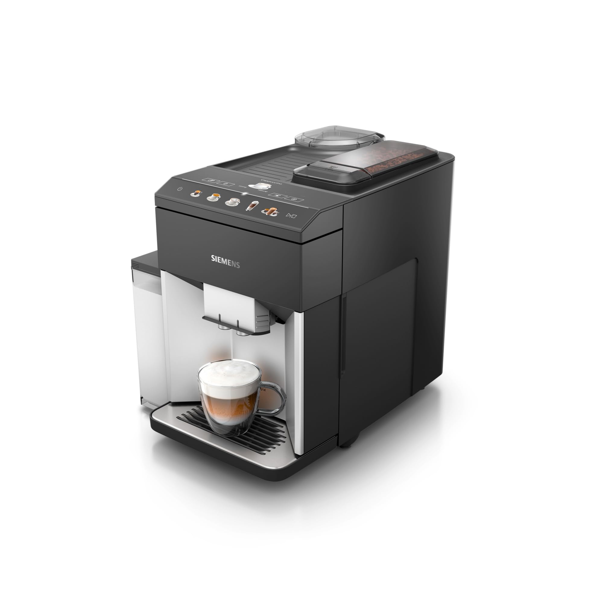 SIEMENS - Cafetera superautomática, EQ500, limpieza autoMilk, Display TFT Touch&Slide, función oneTouch doubleCup, plateado/negro, TQ513R01