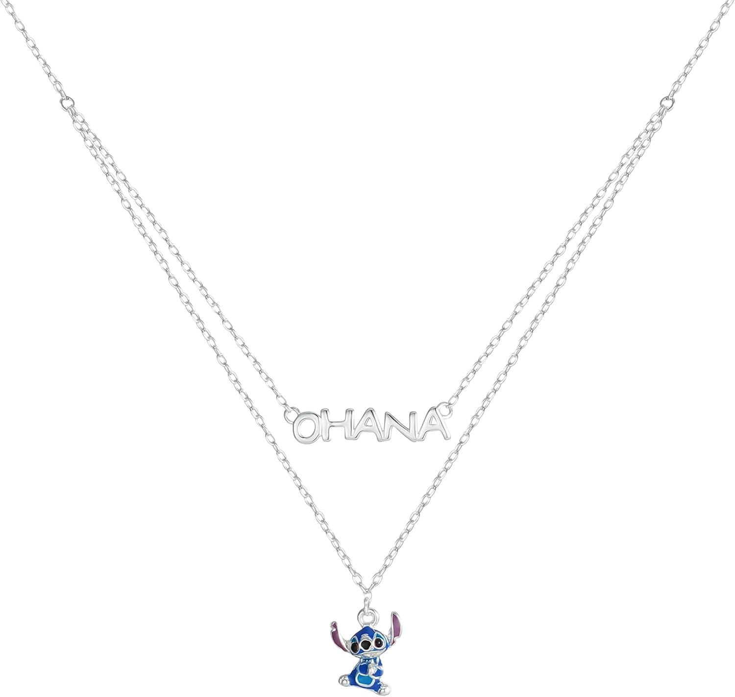 Disney Naszyjnik Stitch Ohana, Rozmiar uniwersalny, Srebro