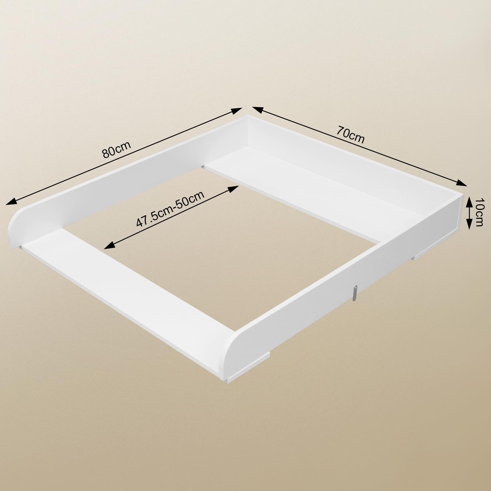 WOLTU Cambiador para Bebé 70x80x10 cm, Tablero Universal para Cómoda, Profundidad Ajustable 47,5-50 cm, Montaje en Pared, Accesorio en MDF, Color Blanco