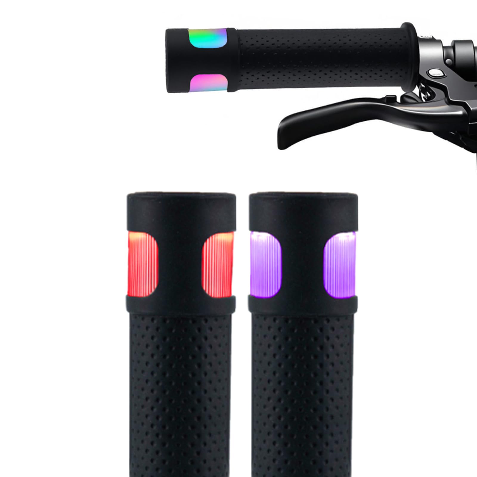 1 Pair of Bicycle Grip Lights, Used to Remind Pedestrians and Vehicles During Nighttime Cycling, 12 Lighting Modes, Type-c Charging, Anti Slip Rubber Sleeve, Suitable for Most Mountain Bike Grips