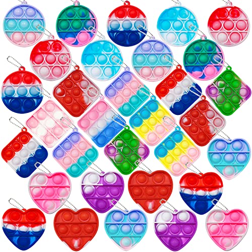 Ultrasonpro 32 Mini Pop Fidget Toy Pack Keychain Toys Poppet Fidget Toy Push Bubble Pop Stress Relief Hand Toys for Kids Adults