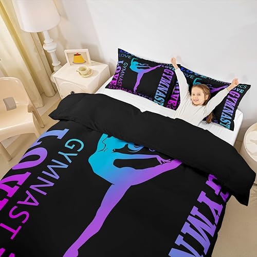 Miniatura 5 de Feelyou Love - Juego de ropa de cama de gimnasia para niñas y niños, ejercicios de piso, ballet, funda de edredón decorativa de atletismo, funda de