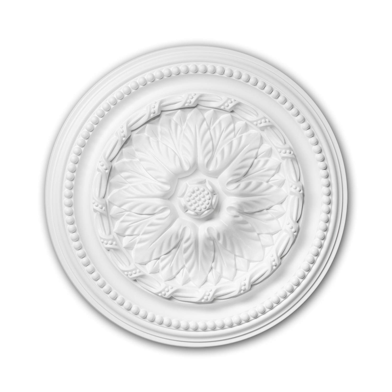 Profhome Rosette 156007 Ø 40 cm x 6 cm aus Polyurethan Hartschaum vorgrundiert