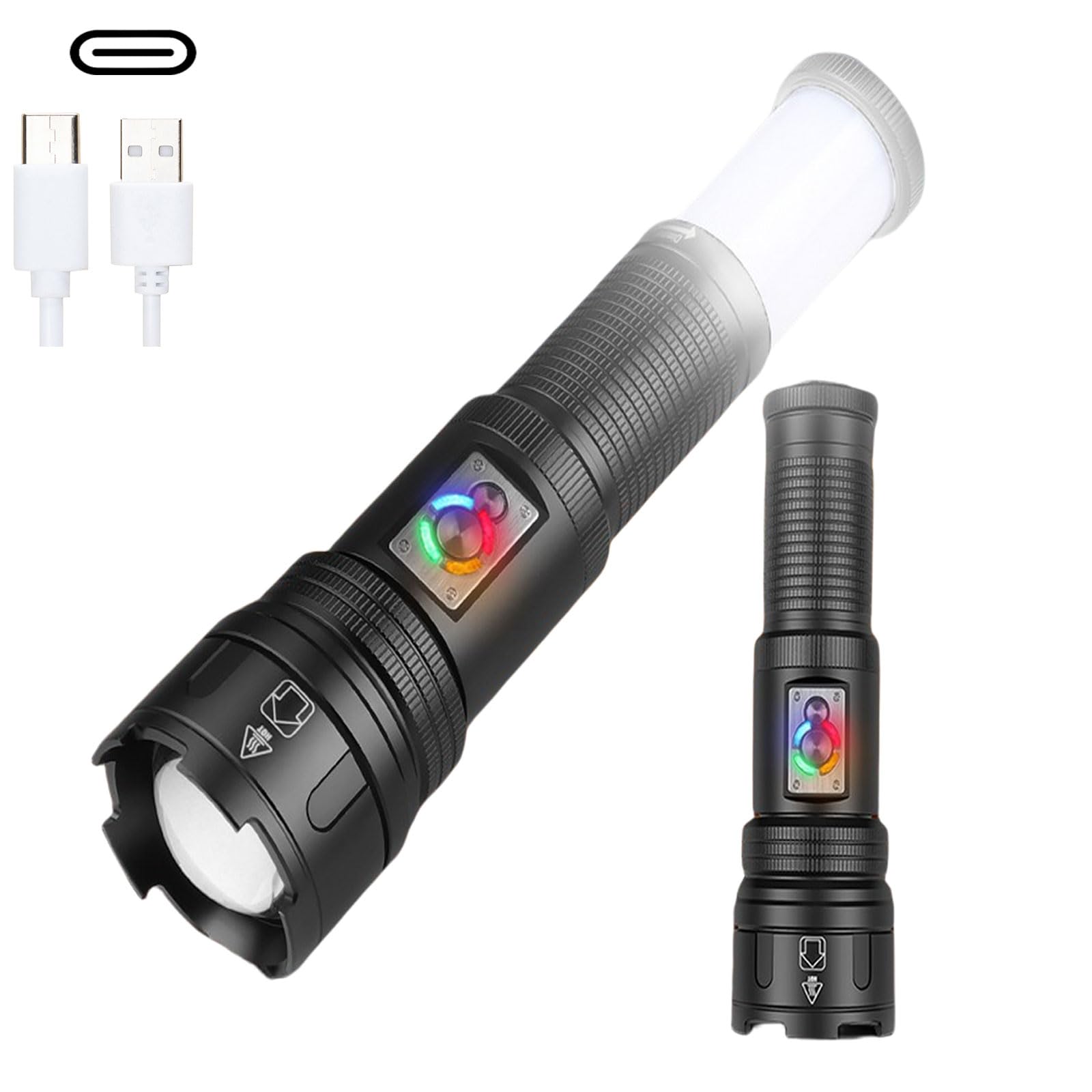 LED Torches Rechargeable Super Bright,Zoomable Powerful Torch with Tail Light, Waterproof Tactical Handheld Torch for Outdoor/Camping/Fishing/Hiking