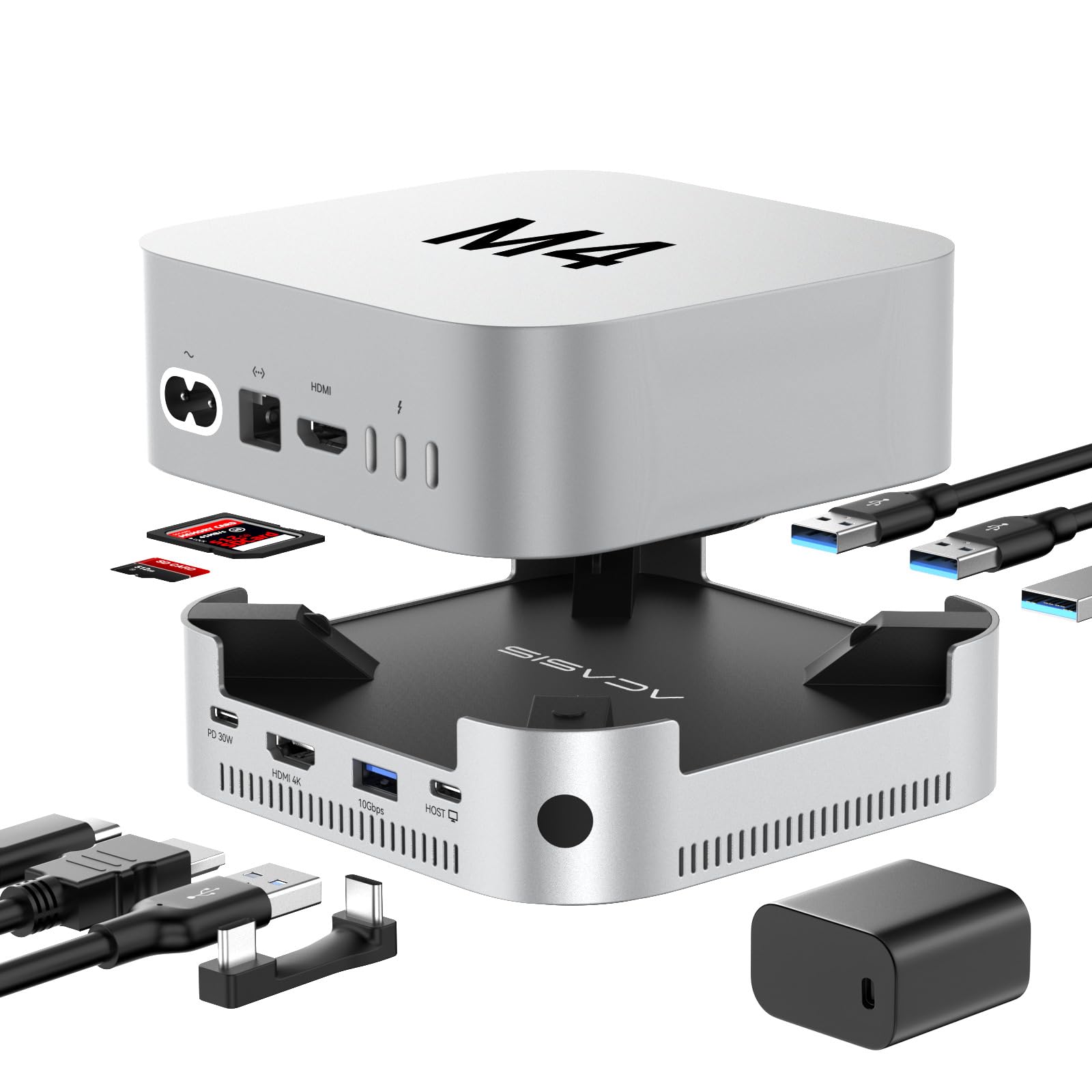 ACASIS 10-in-1 Dock with 10Gbps Dual SSD Enclosure for M4/M4PRO Mac mini, 4xUSB A 10Gbps, 1xHDMI 4k@60Hz, SD/TF3.0, PD30W, Software RAID | Up to 16TB-picture-13