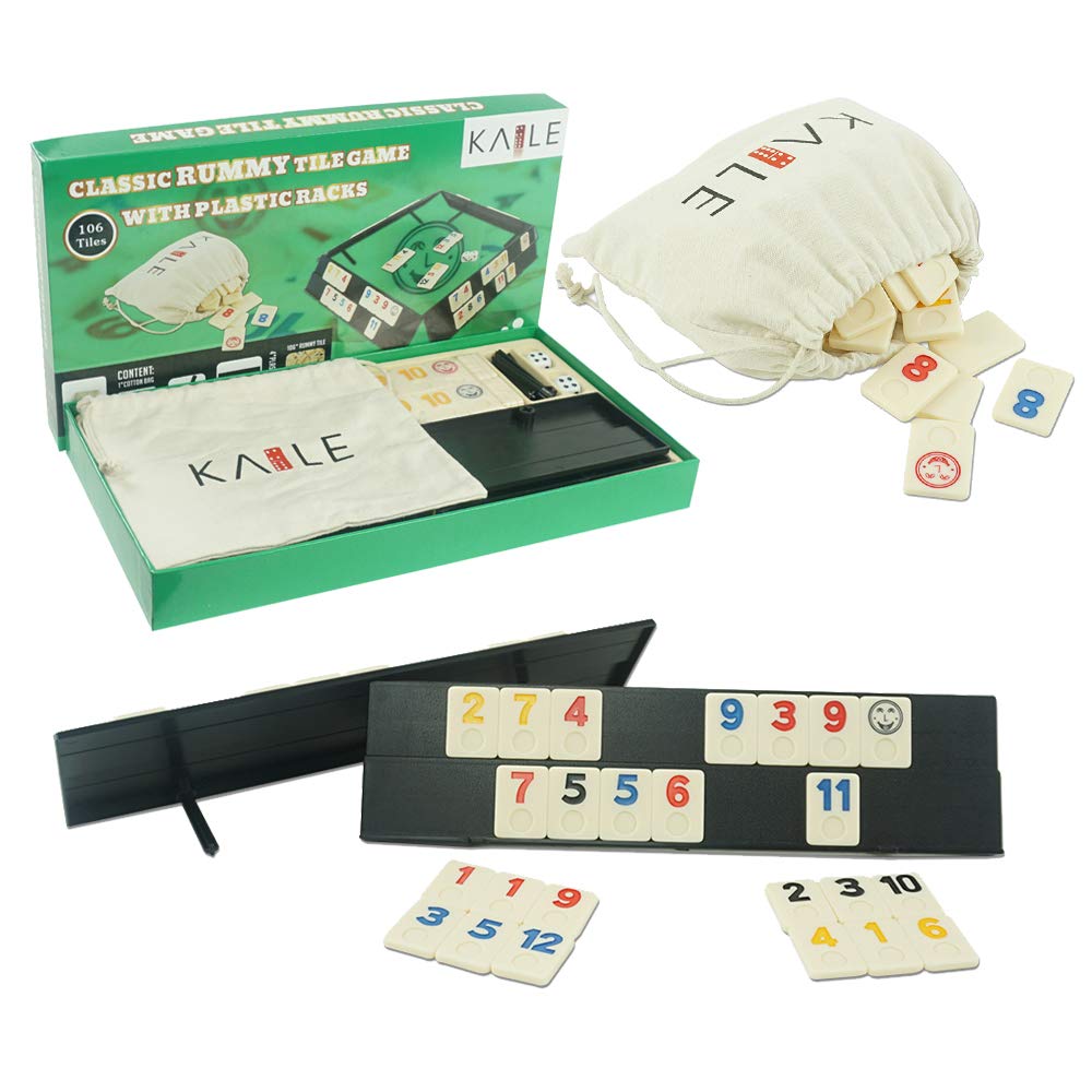 Amazon.com: KAILE 106 Rummy Cube Game, Rummy Tiles Sets Travel Game  Outlasting Color with 4 Anti-Skid Trays & Storage Bag for Kids and Families  : Toys & Games