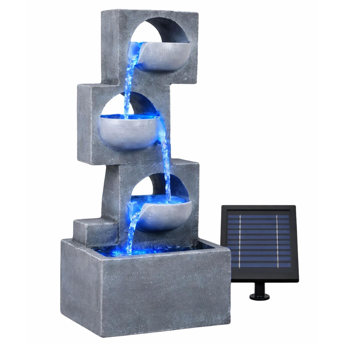 Streetwize  Grey Geometric Steps Solar Fountain - Angular Cascade, Sports Direct
