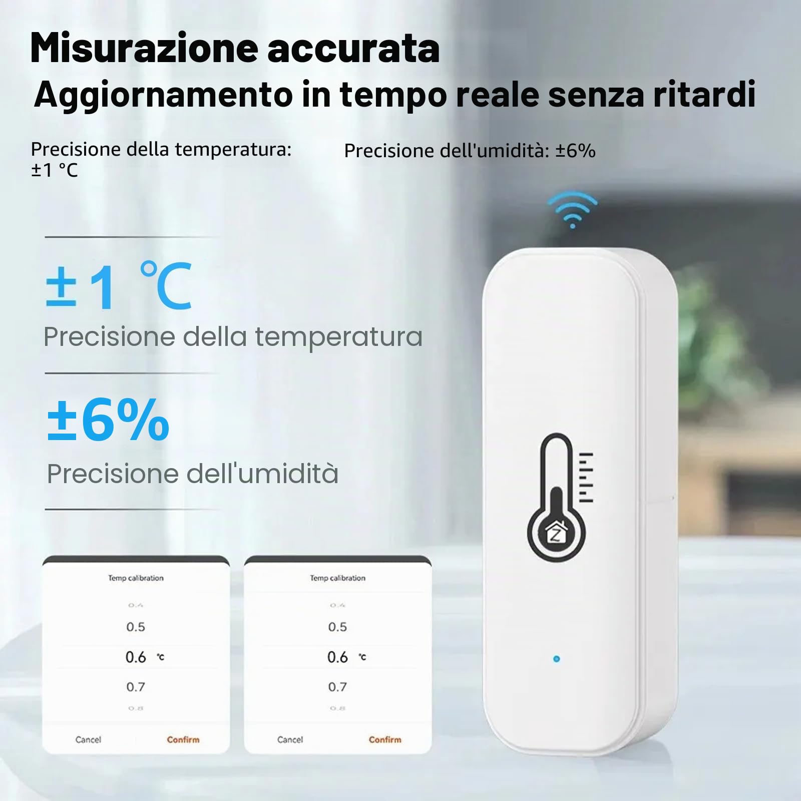 Termometro Igrumetro Smart,Sensore di temperatura e umidità interno con doppia modalità WiFi e Bluetooth,Monitor di temperatura ambiente con app,Archiviazione dati per casa,serra,garage e cantina.4PCS