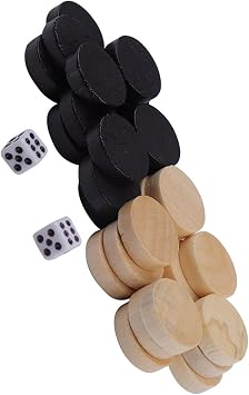 32Pcs Two-Tone Game Chess Piece, Draughts Checkers Backgammon Chess Piece Diameter 1.9cm Wooden Checkers Pieces Draughts Sets for Kids Board Game Learning Camping