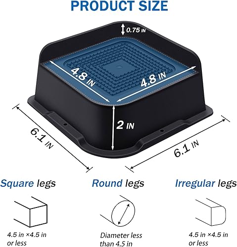 Miniatura 2 de ANNKUT Elevadores de cama de 2 pulgadas resistentes, elevadores de muebles para cama, escritorio, mesa, sofá, elevadores de cama de gran tamaño,