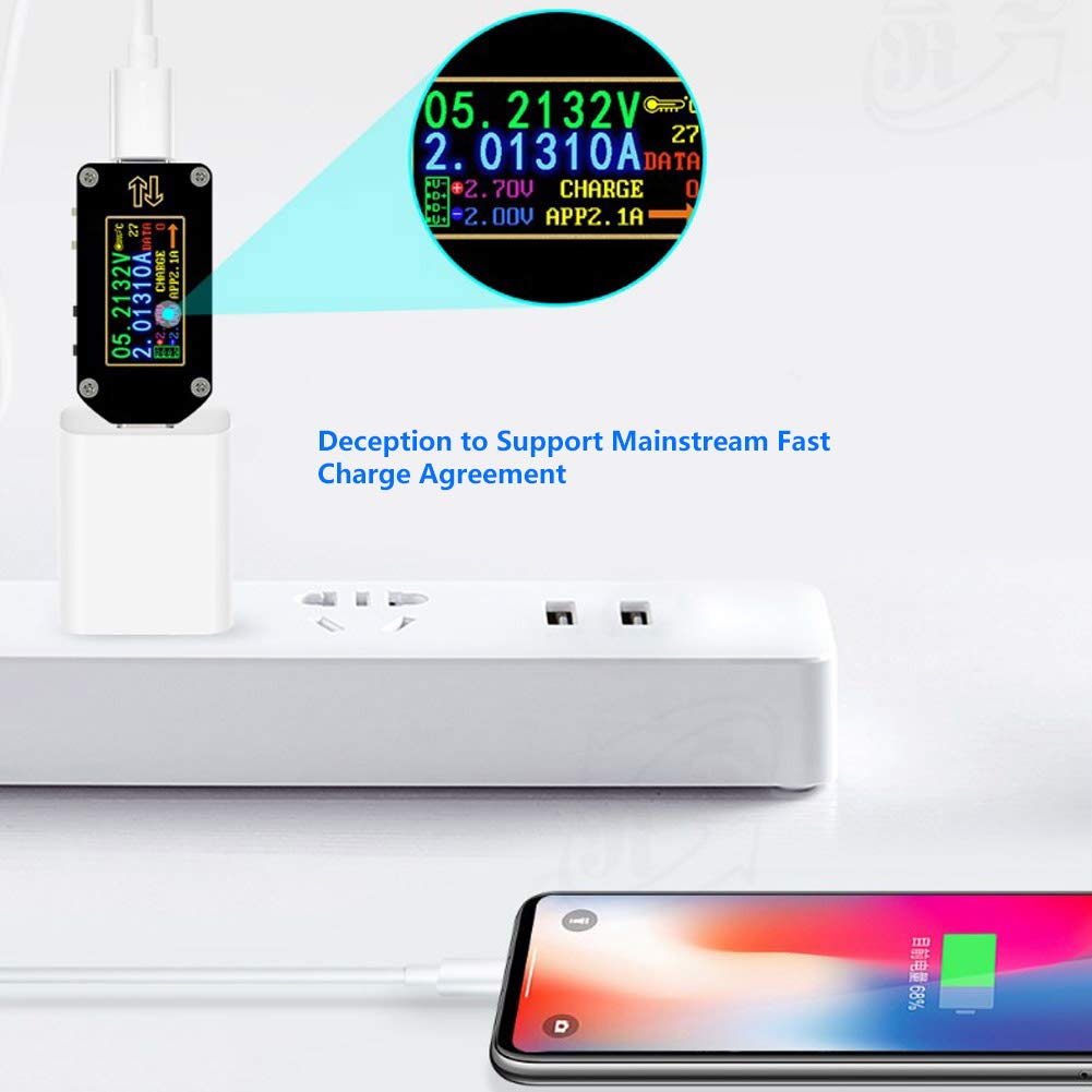 USB-Tester, digitales LCD-Display, Spannung, Strom, Leistungsmesser, Multimeter mit Bluetooth für mobile Geräte, Ladeüberwachung, ABS-Material, 49 x 22 x 8 mm