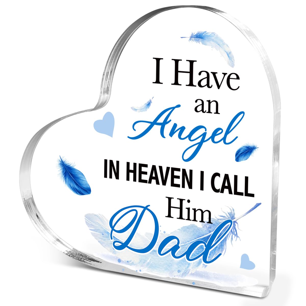 I Have an Angel in Heaven I Call Him Dad Heart Acrylic Plaque,Memorial Bereavement Gift for Loss of Father,Sympathy Gifts for Loss of Loved Dad,