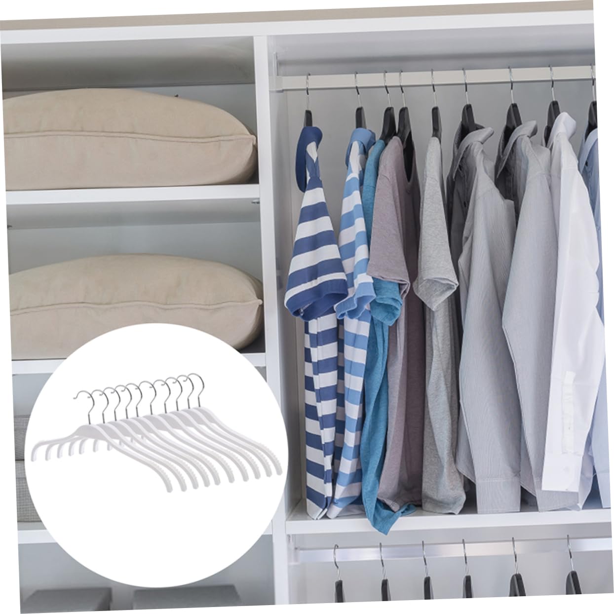 Grucce Antiscivolo Design Ergonomico, in Plastica Bianca, 12 Pezzi, Struttura Robusta, per Massimizzare lo Spazio Nell'armadio