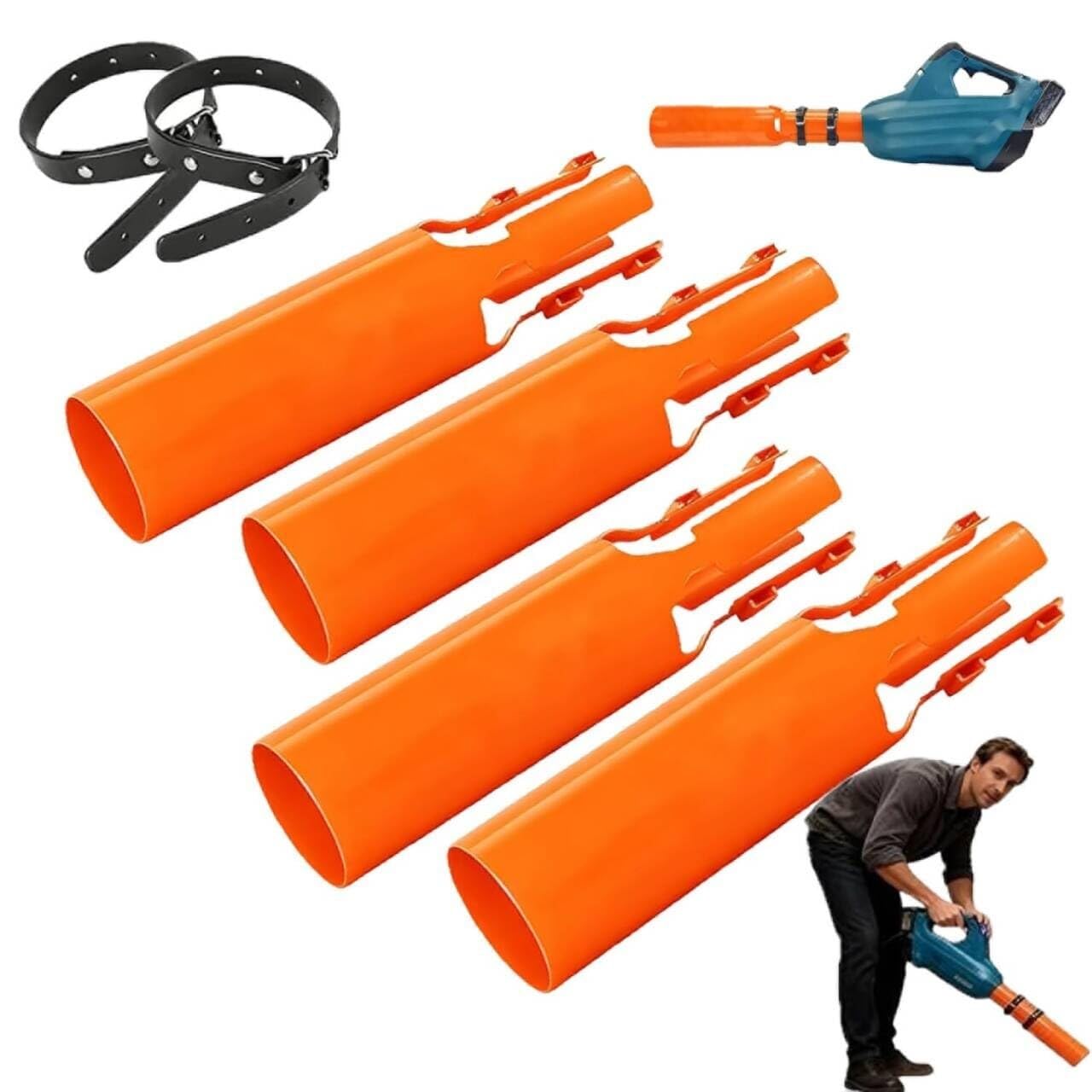 Leaf Blower Enhancer,Leaf Blower Nozzle Attachment, 2-4 Inch Air Booster Tube, Manual Airflow Accelerator for Yard Cleanup, Cordless Blower Accessory (1PC) e0h037(Orange-4PC)